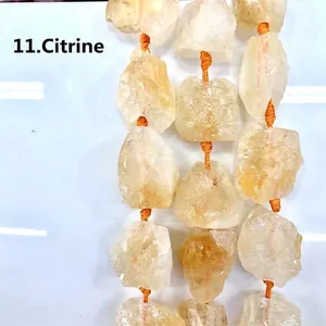 Detailed close-up showing texture of natural irregular yellow citrine raw stone beads