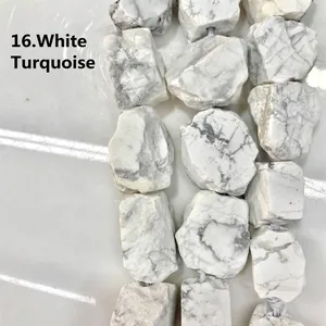 Close-up of irregular natural white turquoise raw stone beads for DIY jewelry