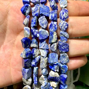 Cuentas de piedra bruta de lapislázuli azul natural para la creación de joyas DIY