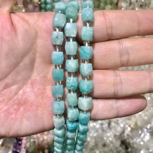 Natural turquoise octagonal sugar cube cut crystal loose beads for DIY jewelry craft