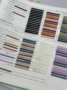 Detailed view of colorful ultra-fine PET index stickers highlighting text in a book
