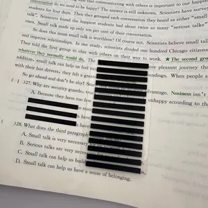 Black PET privacy index stickers masking text on a textbook page for focused study