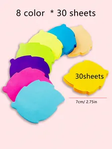 Detail view of 8-pack colorful shaped sticky notes, 30 sheets per pad, 7cm size info