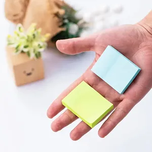 Vue rapprochée de notes autocollantes fluorescentes bleues et vertes dans une main