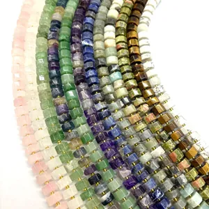 Close-up of various natural stone faceted beads for DIY jewelry making