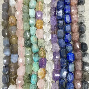 Natural Crystal Gemstone Faceted Barrel Beads DIY Jewelry Making Accessory For Bracelet Necklace Making 19 Beads Strand