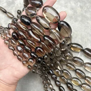 Natural smoky quartz irregular oval beads for DIY jewelry making accessory