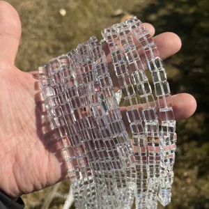 Hochtransparente klare Quarz quadratische Würfelperlen mit Eisblock-Textur für DIY