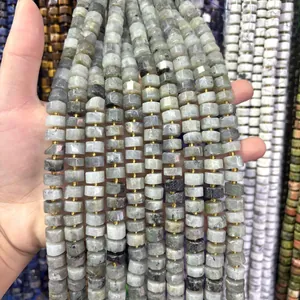 Close-up of 6x10mm faceted natural stone abacus spacer beads for DIY jewelry making