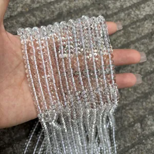 Cuentas de ábaco de cristal blanco natural de Brasil para creación de joyas DIY.