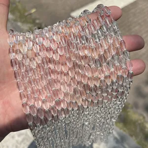 Natuurlijke heldere kwarts olijfkralen voor DIY sieraden, transparante kristalstrengen.