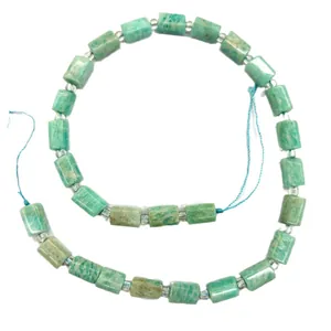 Natural faceted 8x12mm green cylinder stone beads for DIY jewelry making and bracelets