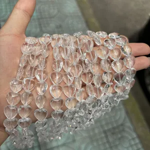 Perles en cristal de roche naturel du Brésil en forme de cœur pour vos bijoux DIY