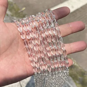 Natuurlijke Braziliaanse witte kristallen olijfvormige kralen voor DIY-sieraden