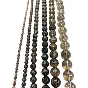 Cuentas redondas de cuarzo ahumado natural para accesorios de joyería DIY en varios tamaños