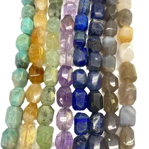 Mixed natural faceted stone beads for DIY jewelry making including amethyst and lapis