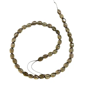 Cuentas de cuarzo ahumado natural en forma de óvalo plano para la creación de joyas DIY