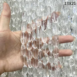 Detailansicht von 13x21mm klaren brasilianischen Bergkristallperlen für DIY-Schmuck