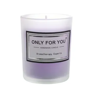 Vela aromática artesanal de lujo en tarro de cristal morado para set de regalo