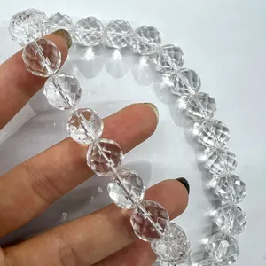 Perles en cristal blanc naturel du Brésil à 64 facettes pour la création de bijoux.