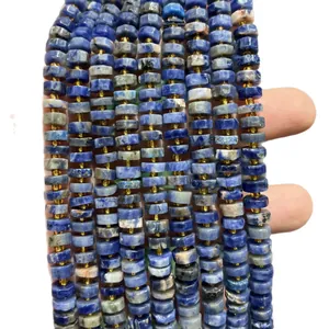 Natural blue sodalite faceted abacus stone beads 4x8mm for DIY handmade jewelry crafts