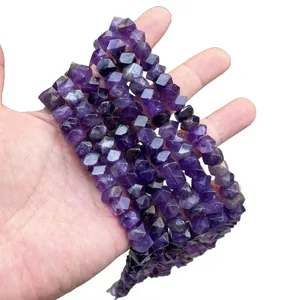 Natural purple amethyst faceted candy cube beads for DIY jewelry making accessories