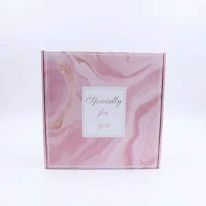 Pink marble gift box with Specially for you script for Mother's Day packaging.