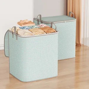 Striped Storage Bag Non-woven Fabric Waterproof Moisture-proof Quilt Clothes Organizer For Moving Home Large Capacity Bag