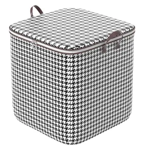 Large capacity houndstooth storage bag for clothes and quilts, white background
