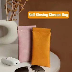 Portable Automatic Closure Glasses Pouch Soft Microfiber Leather Sunglasses Bag Protective Storage Sleeve For Men Women
