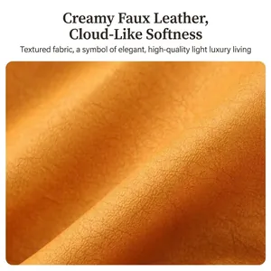 Detailed close-up of soft orange creamy leather texture for portable glasses pouch case