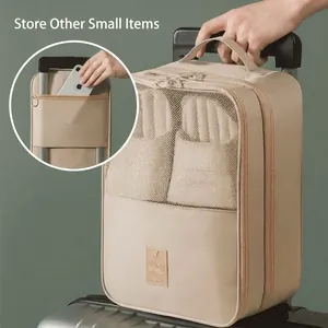 Three Layer Travel Shoe Bag Twill Fabric Waterproof Shoe Storage Bag For Luggage Portable Dustproof Shoe Case Organizer