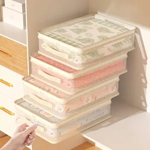 Sac de Rangement en Maille Grande Capacité Organisateur de Literie en PVC Transparent Antipoussière avec Poignée pour Chambre