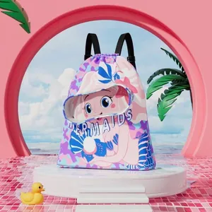 Wasserdichter Schwimmrucksack Für Kinder Trocken-Nass-Trennung Cartoon Astronaut Meerjungfrau Kordelzugbeutel Für Strand Sport Kinder