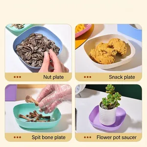 Versatile colorful plastic snack and bone plates for home dining and organization