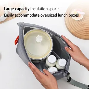 Large capacity insulated lunch bag with waterproof aluminum foil lining for picnics