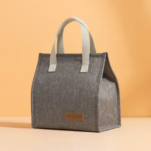 Portable cationic insulated lunch bag with reinforced handles for office and school