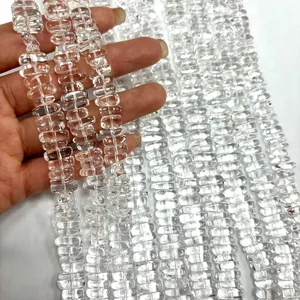 Cuentas rectangulares de cristal de roca natural de alta claridad para bisutería DIY