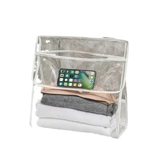 Clear waterproof hanging storage bag for bathroom clothes and smartphone organization