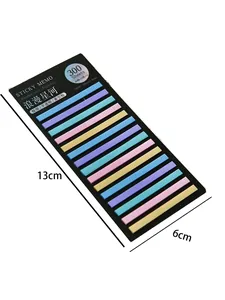 Detail showing dimensions of 300-sheet colorful narrow transparent index tabs.