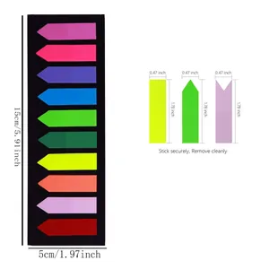 Detailed dimensions and shapes of 10-color fluorescent and Morandi index sticky tabs