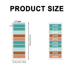 Close-up of Morandi color index tabs showing size specs and 20pcs per pack quantity