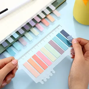 Close-up view of PET Morandi colored index tabs with integrated 14cm clear ruler board