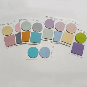 Post-it trasparenti multicolori tondi e quadrati in varie tonalità pastello