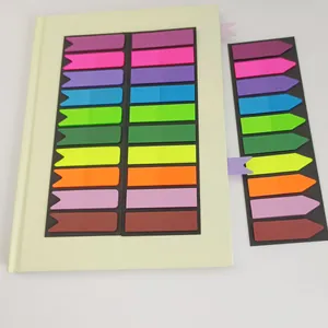 Detailed view of 10-color fluorescent index stickers in arrow and swallowtail shapes.