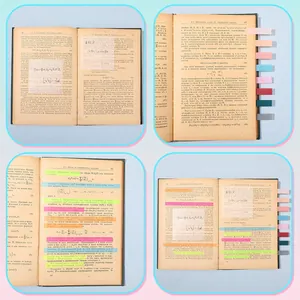 60-color transparent waterproof index tabs applied on book pages for easy marking