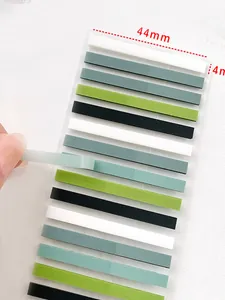 Close-up of 44mm x 4mm colorful transparent index sticky tabs for notes and journals.