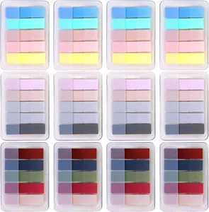 Detail view of 12 sets of Morandi and Macaron sticky note index tabs in cases