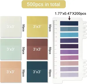 Λεπτομερής ανάλυση 500 τεμαχίων πολύχρωμων αυτοκόλλητων σημειώσεων με χάρακα