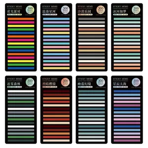 Detail showing eight palettes of extra-thin translucent index tabs for journaling